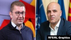 Лидерот на ВМРО-ДПМНЕ Христијан Мицкоски и премиерот Димитар Ковачевски