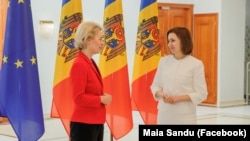 Președinta Comisiei Europene, Ursula von der Leyen, și președinta Maia Sandu la Chișinău, noiembrie 2022. 