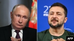 Орусиянын президенти Владимир Путин,  Украинанын президенти Владимир Зеленский