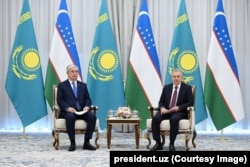 Тўқаев билан Мирзиёевнинг Ҳивадаги учрашуви. 2024 йил, 5 апрел.