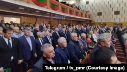 Adunarea „aleșilor locali de toate nivelurile” organizată la Tiraspol, pe 28 februarie 2024.