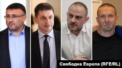 Колаж с депутатите от ГЕРБ и бивши вътрешни министри Младен Маринов и Христо Терзийски, бившия шеф на ГДБОП Любомир Янев и убития Мартин Божанов - Нотариуса (от ляво надясно). 
