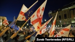 საპროტესტო აქცია „აგენტების კანონის“ წინააღმდეგ, 17 აპრილი, 2024.