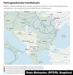 Harta gazoductului transbalcanic.