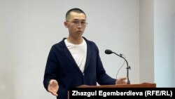 Ырыс Жекшеналиев выступает в суде, Бишкек. 15 мая 2023 г.