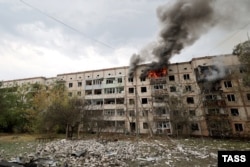 Последствия обстрела в оккупированной Новой Каховке, сентябрь 2023 года