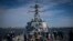 Distrugătorul american USS Carney, parte a sistemului antirachetă Aegis, care include și baza de la Deveselu, la plecarea din portul Constanța, 18 august 2018.