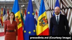 Președinta Maia Sandu a avut o întrevedere cu Charles Michel, președintele Consiliului European în prima zi a vizitei oficiale efectuată la Bruxelles. Ianuarie 2021. 