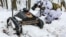 A Russian soldier tests a ground drone in Ukraine's Donetsk region in February. 