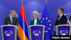 Никол Пашинян, Урсула фон дер Ляйен и Энтони Блинкен