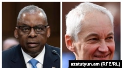 Ллойд Остин жана Андрей Белоусов. Коллаж сүрөт. 