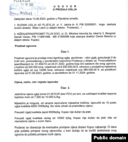 Ugovor Rudnika uglja Pljevlja sa firmom Inzenjering promet plus