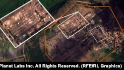 Супутникове фото Planet labs. Ймовірний польовий табір на території військової частини №61732 в селі Цель Осиповицького району Могильовської області Білорусі