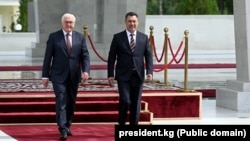 Президенты КР и Германии – Садыр Жапаров и Франк-Вальтер Штайнмайер (справа налево), Бишкек, 22 июня 2023 г.