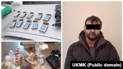 Кармалган жаран жана анын жанынан табылган баңгизат.