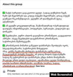 ეს იმ ჯგუფის აღწერაა, რომელსაც "მეგობარი" ტროლები მართავდნენ. სქრინი "მითების დეტექტორის"