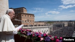Pope Francis delivers his "Urbi et Orbi" message on Easter Sunday, April 17, 2022. 