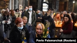 Duminica Floriilor la Lvov, în vestul Ucrainei,m 18 aprilie 2022.