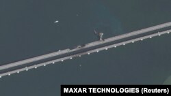 Поврежденный Керченский мост, 12 октября 2022 года