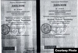 УКМК жасалма деген Рыскелди Момбековдун дипломунун көчүрмөсү.