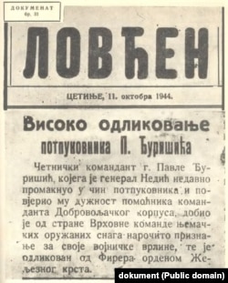 List Lovćen, oktobara 1944. godine, objavio je odluku o firerovom odlikovanju za Pavla Đurišića.