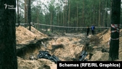 Могила, в якій були поховані 17 українських військових