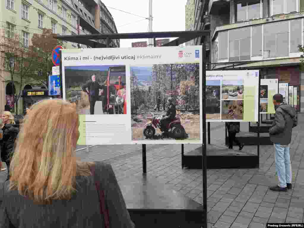 "Milorad se ne seća da se nekada ranije desilo da livade, na kojima krave inače pasu od maja do prvog snega, ostanu potpuno suve. Da bi prehranio svojih 15 krava morao je da dokupi 7.500 kilograma sena, koje je stiglo iz 320 kilometara udaljene Sremske Mitrovice", objašnjavaju organizatori izložbe.