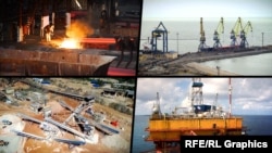 Видобуток корисних копалин у Криму, порт і металургія. Колаж