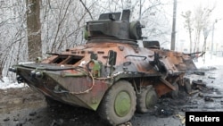 Харьковдогу талкаланган БТР.  26-февраль,  2022-жыл. 