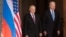 Президент США Джо Байден и президент России Владимир Путин прибывают на саммит в Женеву, Швейцария, 16 июня 2021 года
