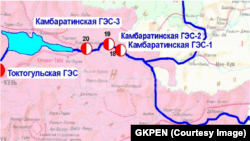 Проектная схема каскада ГЭС «Камбар-Ата».