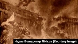 Експлозията на язовир "Дпипрогес" в илюстрациите на страниците на немското седмично списание Berliner Illustrirte Zeitung, 1942 година.