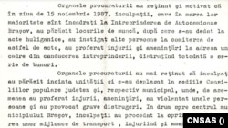 Sentința de condamnare a celor 61 de protestatari emisă de Judecătoria Brașov în decembrie 1987