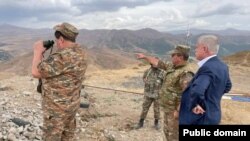 Armenia - CSTO Secretary General Stanislav Zas (right) visits the Armenian-Azerbaijani border, September 22, 2022.