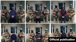 “Хизб ут-Тахрир” экстремисттик тобунун Кызыл-Кыя шаарында кармалган мүчөлөрү.