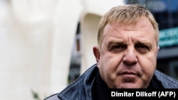 Krasimir Karakachanov speaks to the media in Sofia in April 2017.
