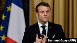 Президент Франции Эммануэль Макрон на пресс-конференции в Париже, 28 ноября 2019 года