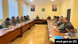 Զորավարժությանը մասնակցող ադրբեջանցի և իրանցի բարձրաստիճան զինվորականները, 19-ը մայիսի, 2025թ.