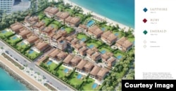 კომპლექს „22 კარატის“ ვილები იმის მიხედვით, თუ როგორ არის დაშორებული ზღვის ნაპირიდან, სამ კატეგორიად იყოფა. პირველ ზოლში „საფირონის“ რეზიდენციებია, შემდეგ „ლალის“ და მერე „ზურმუხტის“. სურათი კომპლექსის სარეკლამო ბროშურიდან