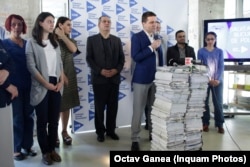 Conferința de presă organizată pe 19 mai 2016 de Nicușor Dan, canidadatul Uniunii Salvați Bucureștiul pentru funcția de primar general al Bucureștiului