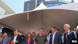 Свечено отворање на Спортски центар „Јане Сандански“ и хотел „Русија“ во Скопје, кои исто така се изградени со руски капитал.