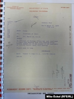 Չեխիայի ԱԳՆ-ն անցյալ տարի դիվանագիտական հեռագրեր է ձեռք բերել Մեծ Բրիտանիայից, Ֆրանսիայից և Միացյալ Նահանգներից՝ կապված Յան Մասարիկի մահվան հետ