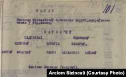 Тэлеграма з складам зборнай Воршы на паядынкі Ўсебеларускай спартакіяды 1926 году