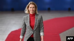 Premierul estonian Kaja Kallas, la sosirea la reuniunea Consiliului European - Bruxelles, 1 februarie