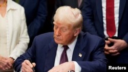 U.S. President Donald Trump delivers remarks at the White House in Washington, D.C.
