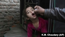 په لاهور کې یو روغتیايي کارکوونکی یوې ماشومې ته د ګوزڼ واکسیني څاڅکي ورکوي - پخوانی انځور.