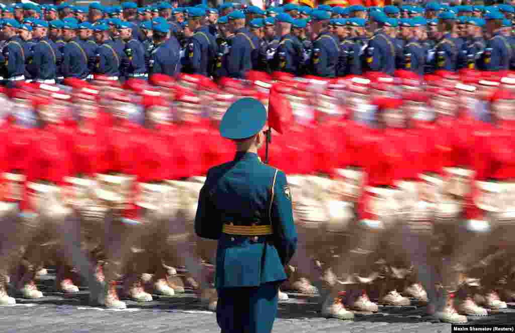 Members of Russia's Youth Army march during the Victory Day parade.