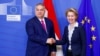 Orbán Viktor magyar kormányfő és Ursula von der Leyen bizottsági elnök 2020. február 3-án, Brüsszelben.