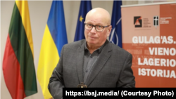 Аляксандар Манцэвіч на ўручэньні прэміі «Надзея Свабоды». Вільня, 18 сьнежня 2025