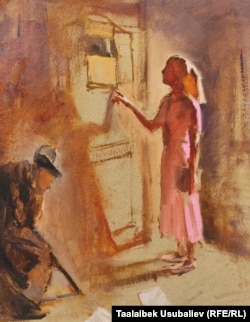 Сүрөтчү Таалайбек Усубалиевдин "Аман калган класс" аттуу эмгеги.